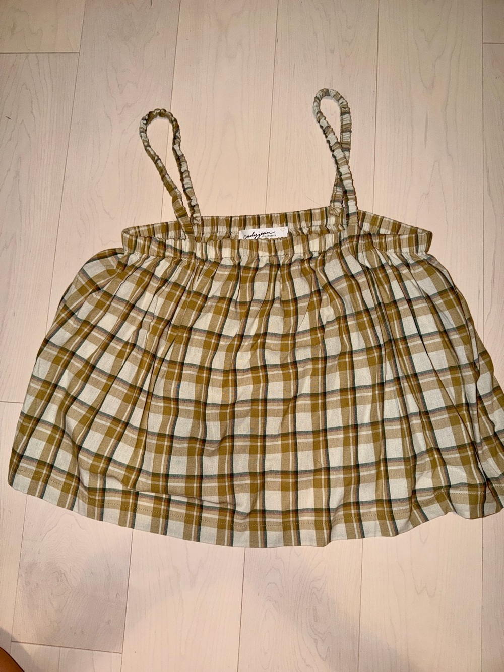 Carly Jean Los Angeles Plaid shirt in Olive & Cream